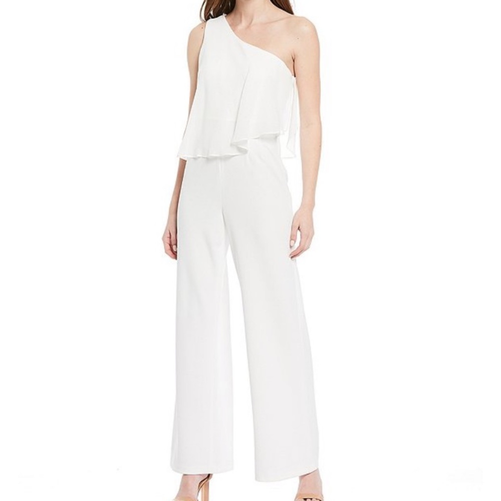 Calvin Klein One Shoulder Chiffon Jumpsuit Sz6 NWT
